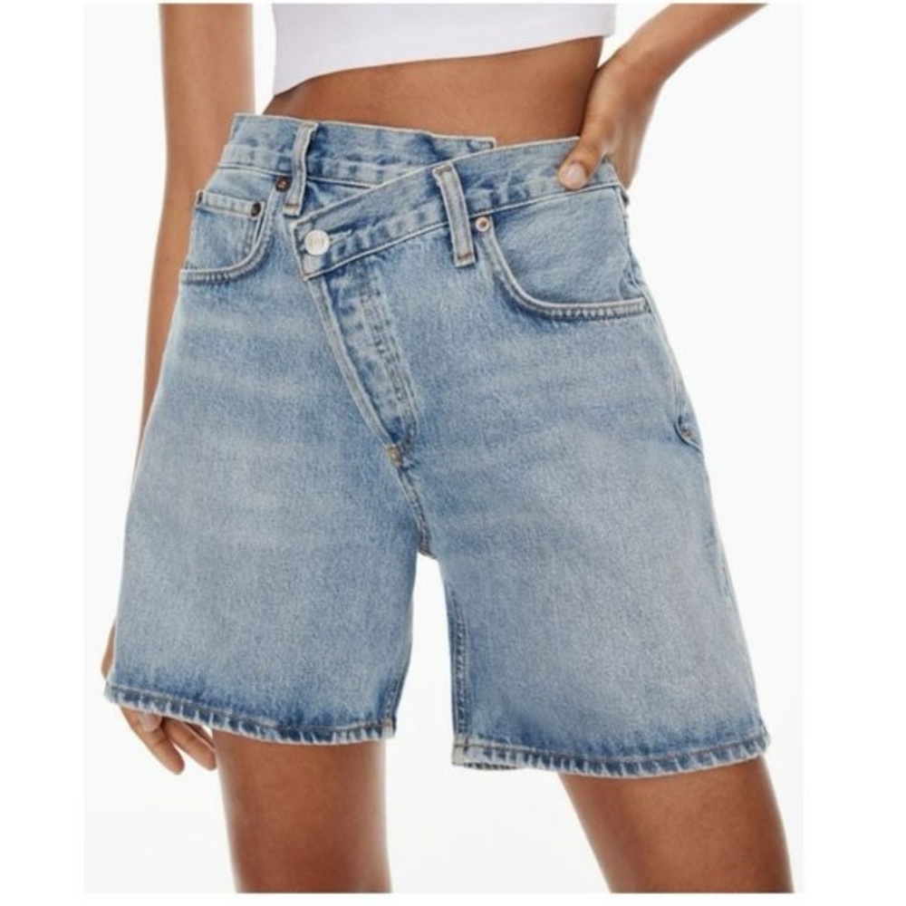 AGOLDE Light Blue Denim High-Waist Shorts